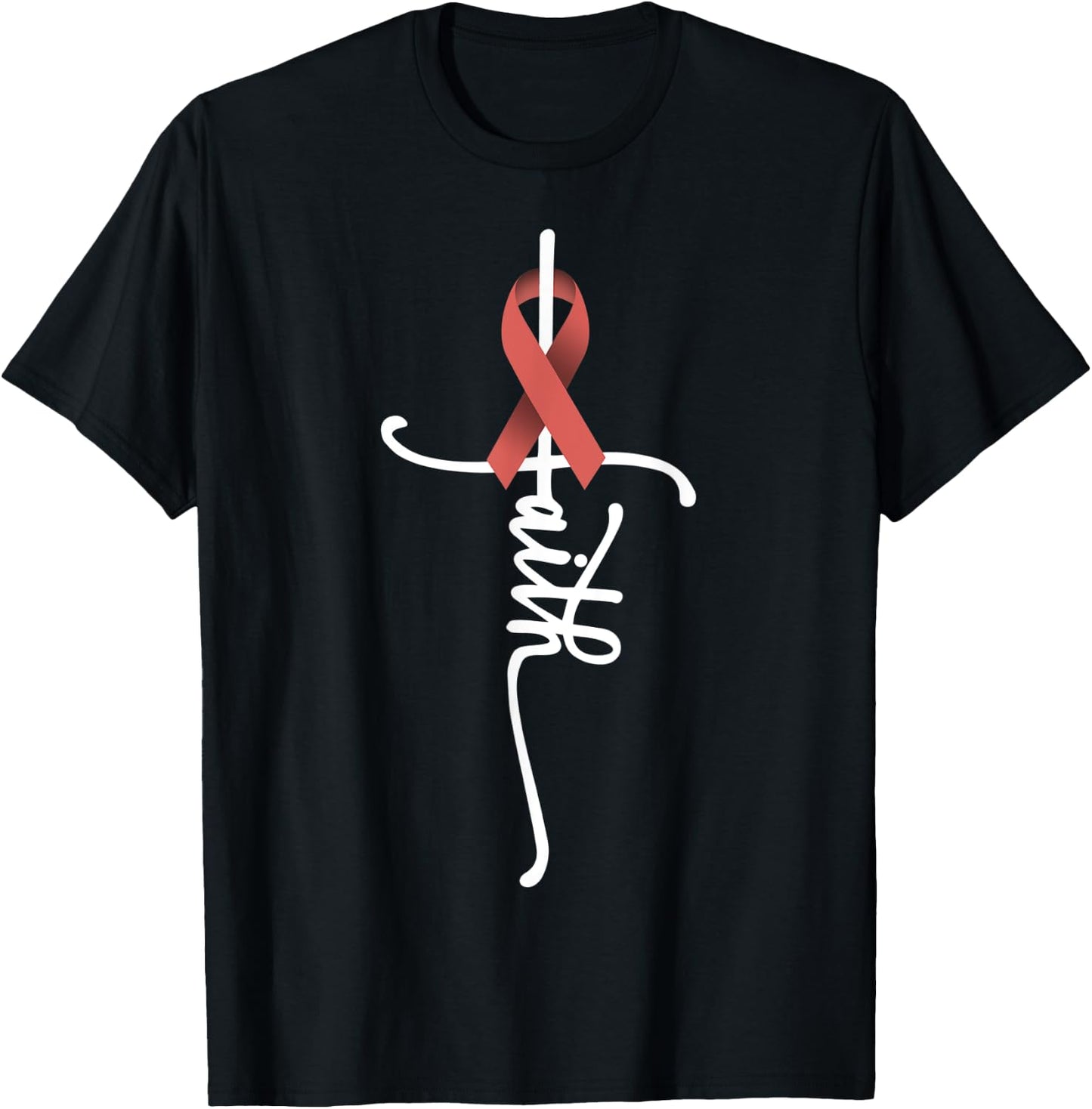 Uterine Cancer Faith Endometrial Cancer Awareness Support T-Shirt - T-Shirt | Black