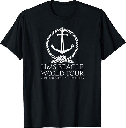 HMS Beagle World Tour - Charles Darwin - English History T-Shirt - T-Shirt | Black