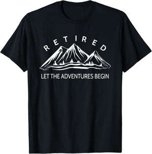 Retired Let The Adventures Begin Mountain T-Shirt - T-Shirt | Black