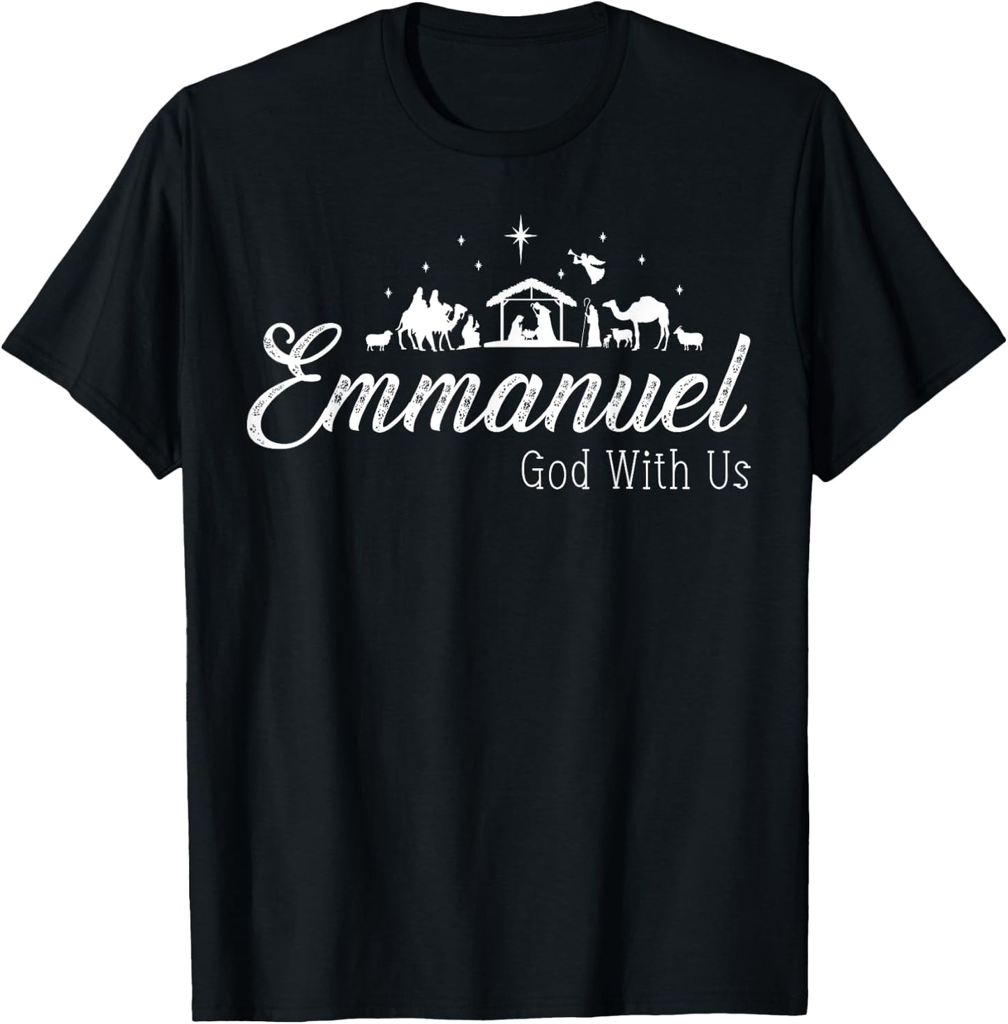 Emmanuel God With Us Nativity Scenes Christian Christmas T-Shirt - T-Shirt | Black