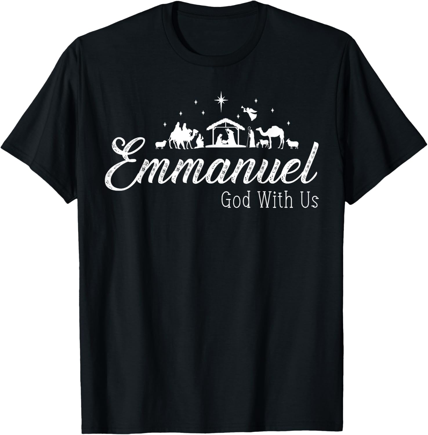 Emmanuel God With Us Nativity Scenes Christian Christmas T-Shirt - T-Shirt | Black