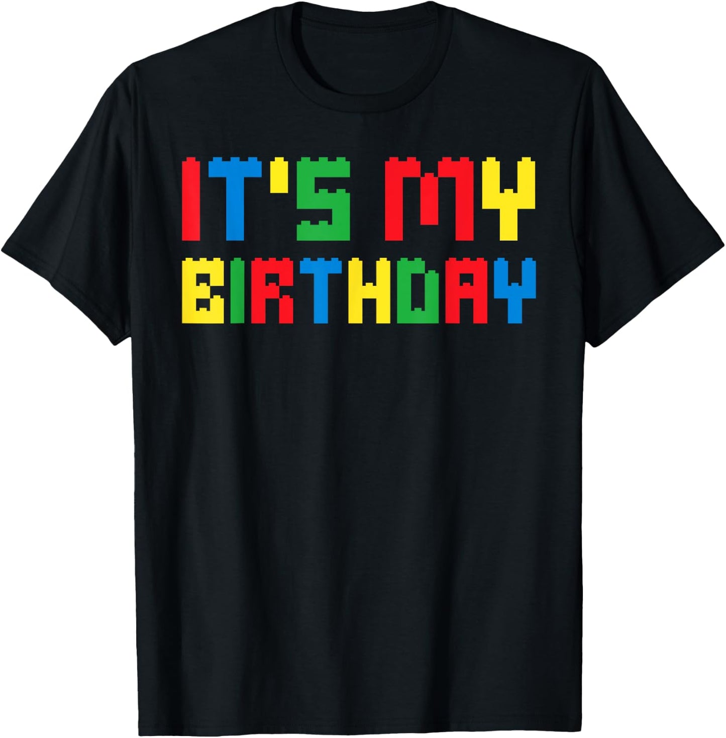 Cute It's My Birthday Shirt for Block Building Boys Kids T-Shirt - T-Shirt | Black