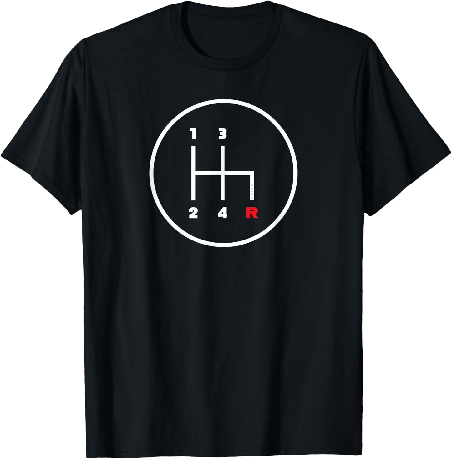 Car Manual Gear Shifter Knob Pattern Icon (4 Speed) T-Shirt - T-Shirt | Black