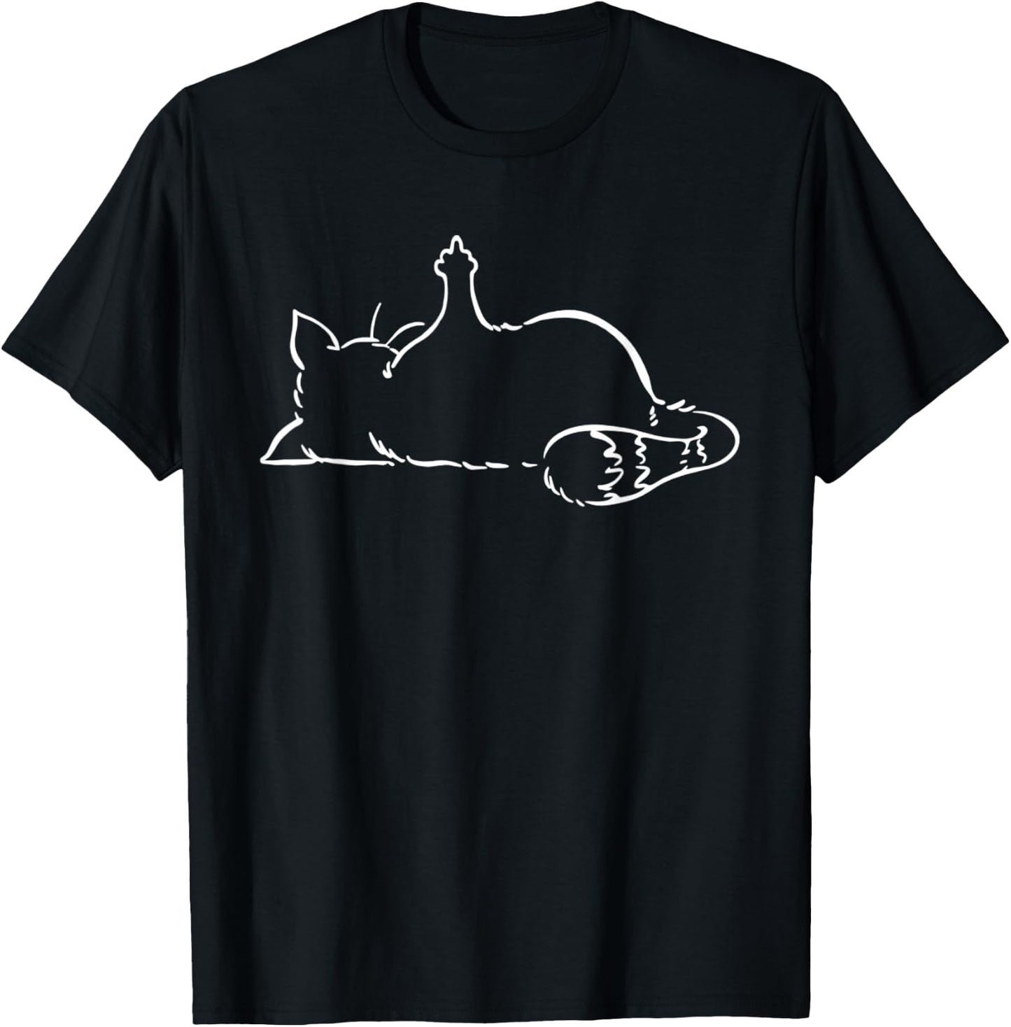Cat Says Not Today Middle Finger Up Middle Funny Lazy Cat Men Women T-Shirt - T-Shirt | Black