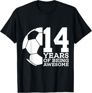 14 Years of Being Awesome Soccer 14th Birthday T-Shirt - T-Shirt | Black
