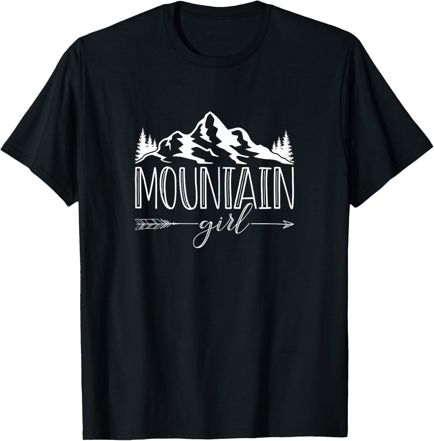 Mountain Girl Hiking Mountaineering Hiking Forest T-Shirt - T-Shirt | Black