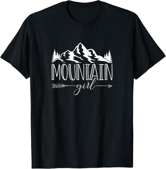 Mountain Girl Hiking Mountaineering Hiking Forest T-Shirt - T-Shirt | Black