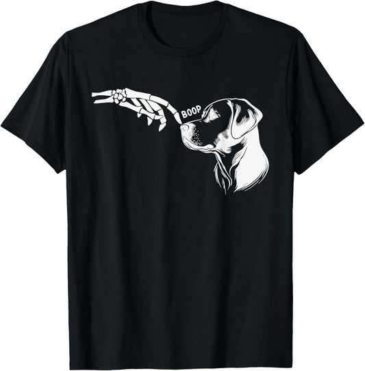 Dog Lover Skeleton Hand Boop Funny Halloween 2023 Labrador T-Shirt - T-Shirt | Black