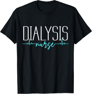 Dialysis Nurse Heartbeat Cool Nursing Gifts Novelty T-Shirt - T-Shirt | Black