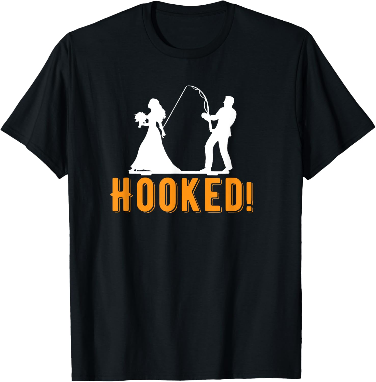 Funny Hooked Bride Groom New Marriage Fishing Lover Couples T-Shirt - T-Shirt | Black