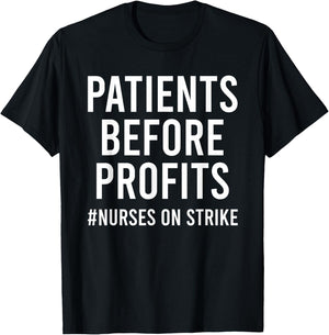 Patients Before Profits Nurses On Strike Minnesota T-Shirt - T-Shirt | Black