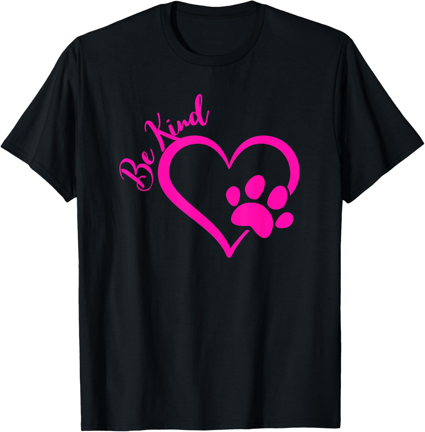 Be Kind Heart Paw Print Dog Love Men Women T-Shirt - T-Shirt | Black