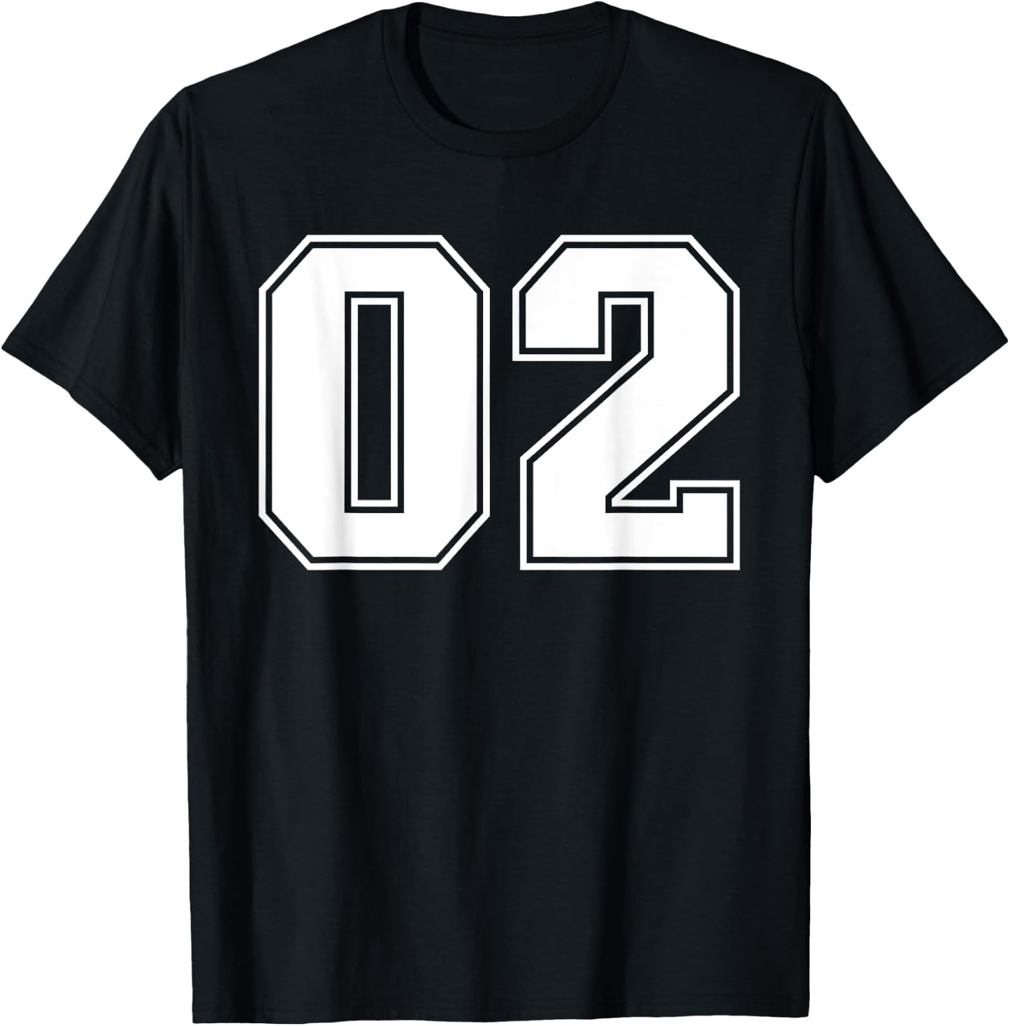 02 Jersey Number Baseball Football Soccer Halloween Birthday T-Shirt - T-Shirt | Black