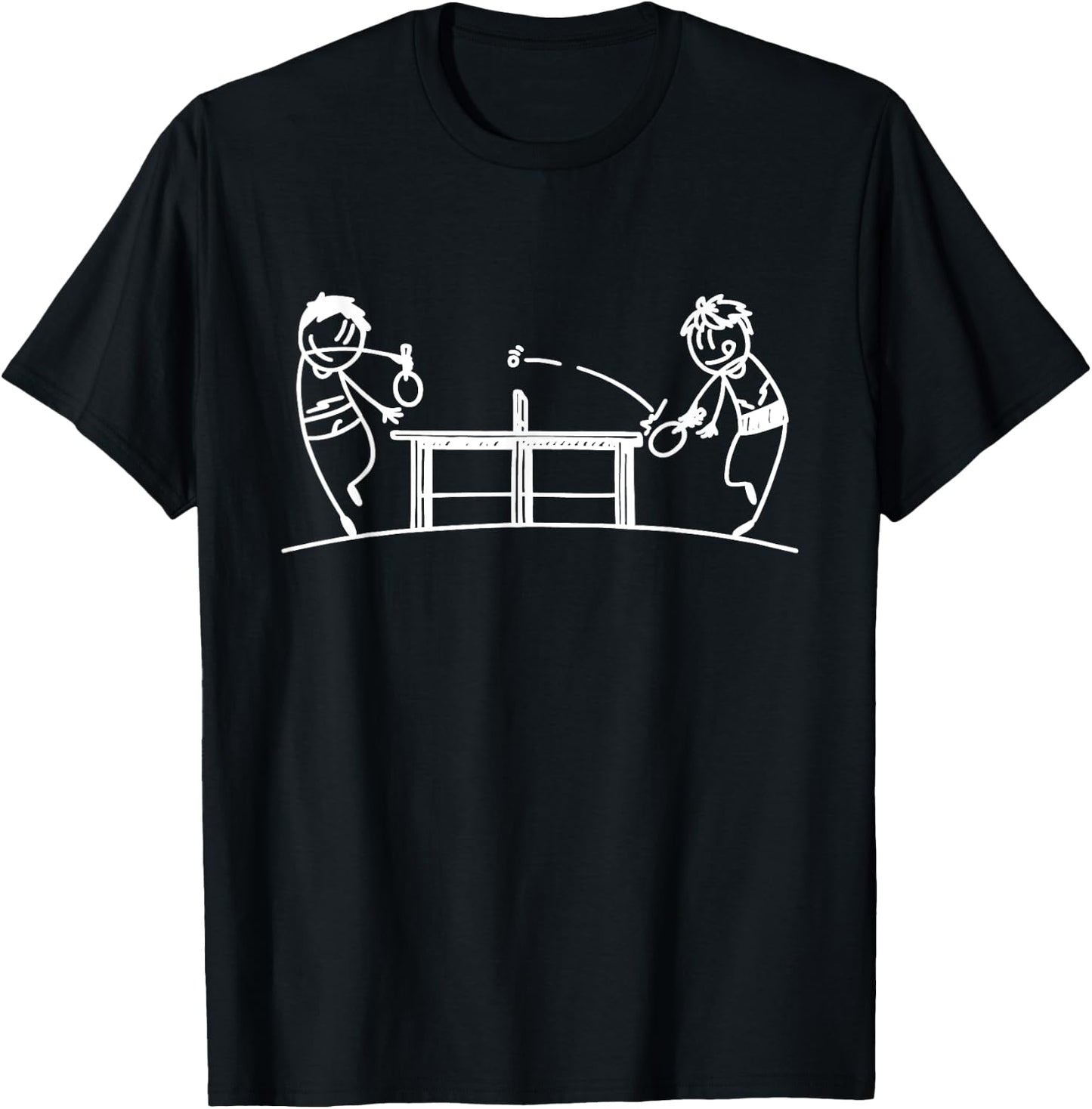 Table Tennis - Stick Figures Ping Pong Paddle Ball Games T-Shirt - T-Shirt | Black