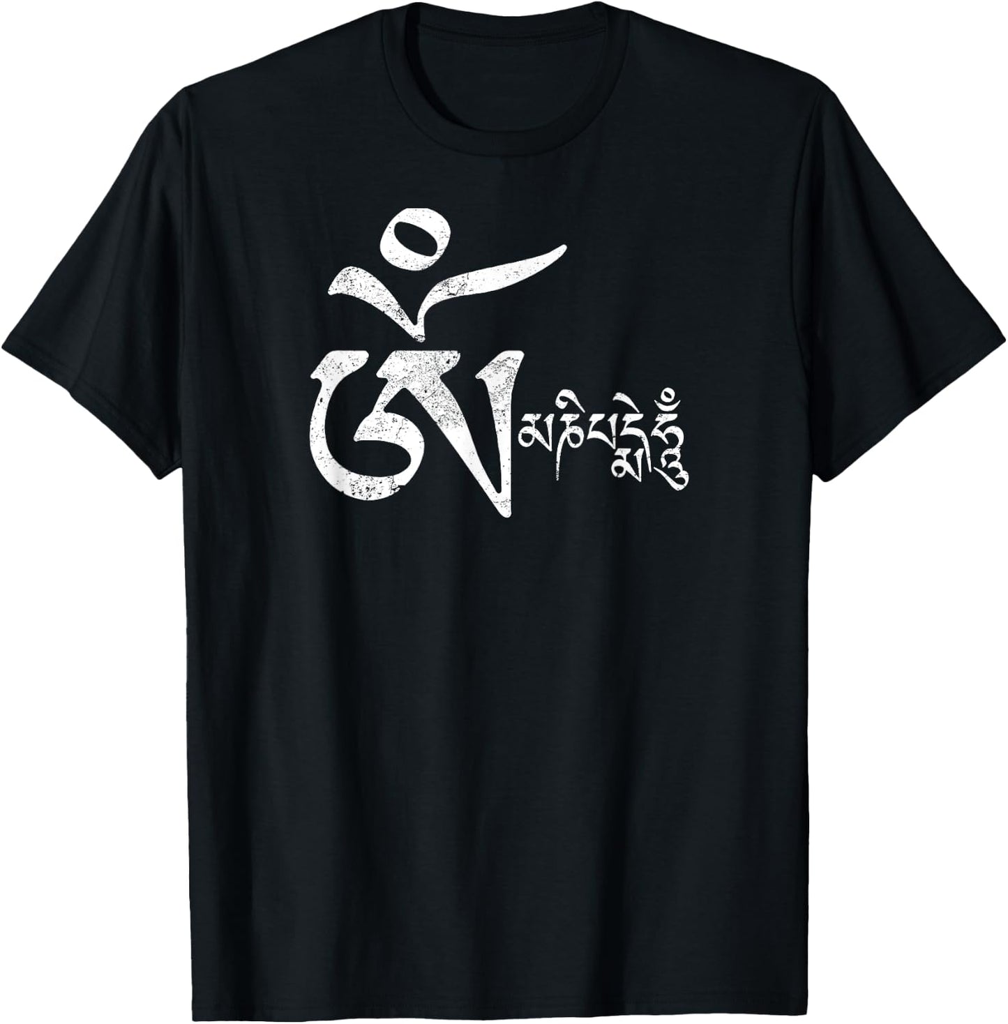 Mantra om mani padme hum yoga Buddhist zen meditation T-Shirt - T-Shirt | Black