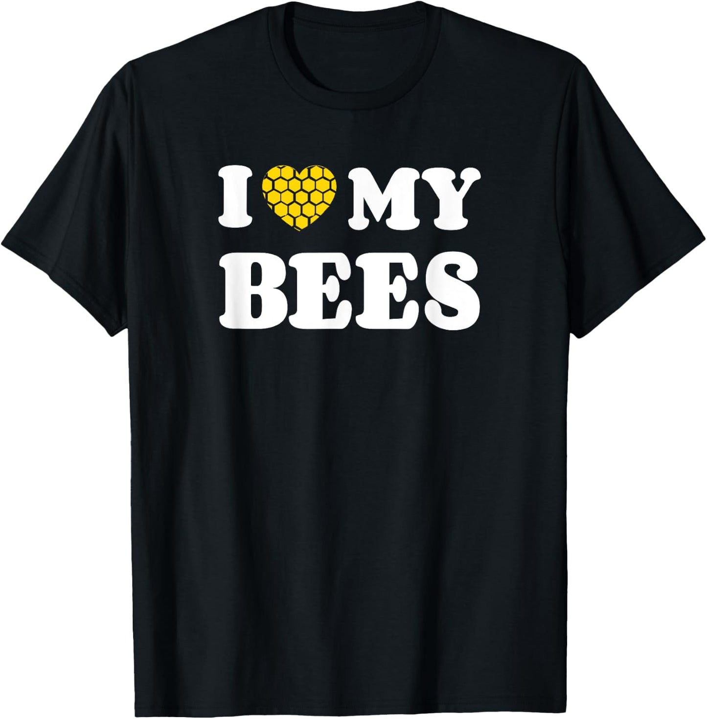 I Love My Bees Honeycomb Heart T-Shirt - T-Shirt | Black