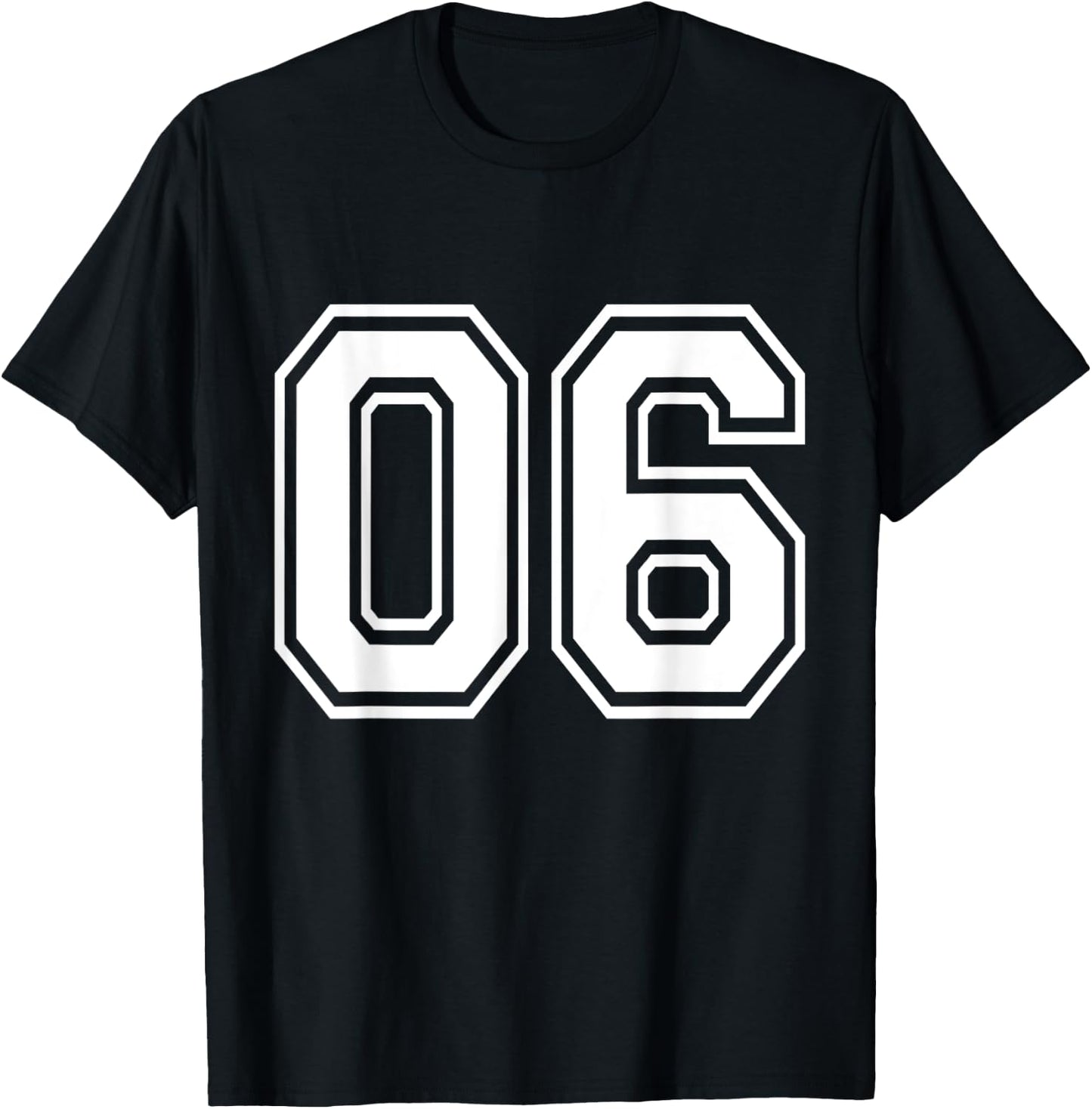 Number 06 Varsity Sports Team Jersey 6th Birthday 6 Years T-Shirt - T-Shirt | Black
