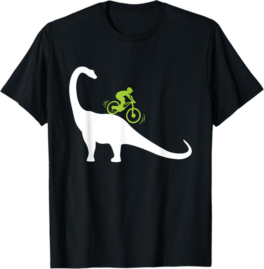 Cool Mountain Bike Dino Funny Bicycle Dinosaur Lovers Outfit T-Shirt - T-Shirt | Black