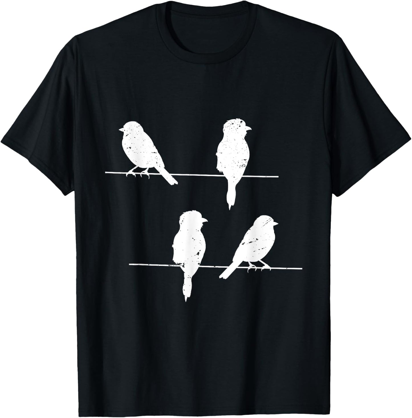 Birds On A Wire Funny and Cute Bird Lover Graphic T-Shirt - T-Shirt | Black