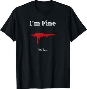 Funny Sarcastic I'm Fine Horror Halloween Zombie T-Shirt - T-Shirt | Black