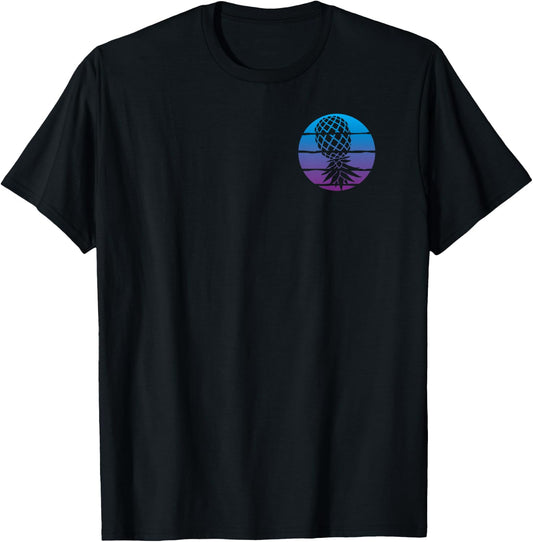 2-sided Vaporwave Aesthetic Upside Down Pineapple Swinger T-Shirt - T-Shirt | Black