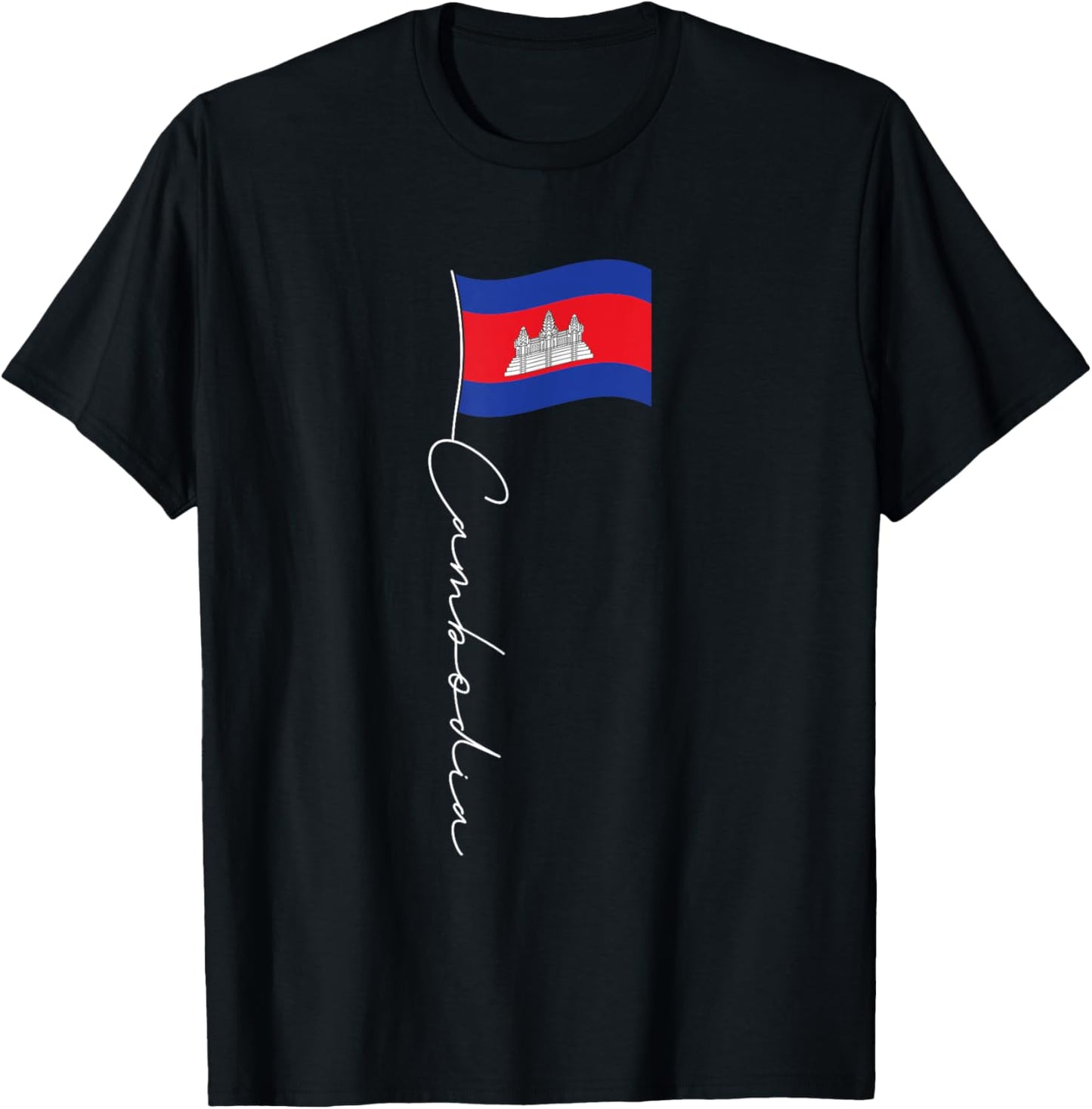Cambodia Signature Flag Pole - Patriotic Cambodian Flag T-Shirt - T-Shirt | Black