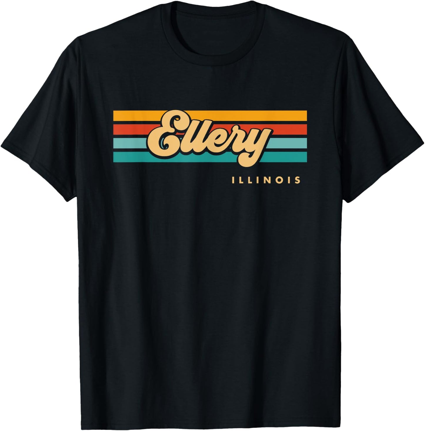 Vintage Sunset Stripes Ellery, Illinois T-Shirt - T-Shirt | Black