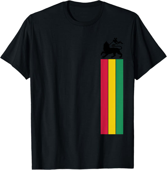 Lion of Juda Reggae Music Jamaica Ethiopian Flag T-Shirt - T-Shirt | Black
