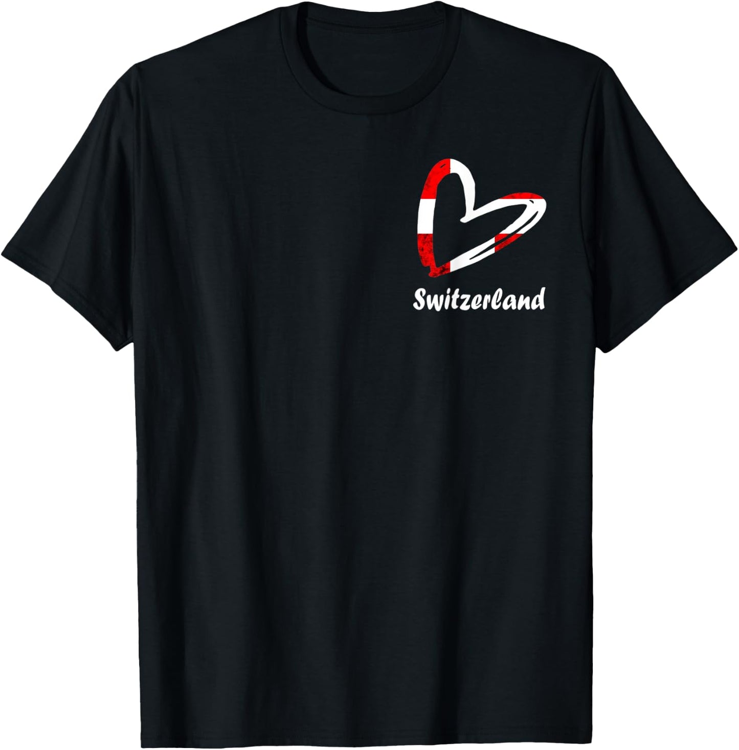 Switzerland Swiss Pride Switzerland Flag Heart Swiss Flag T-Shirt - T-Shirt | Black