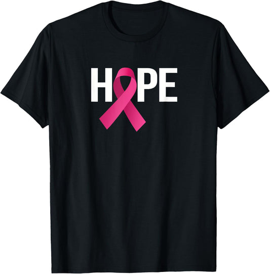 Hope Breast Cancer Awareness Month Pink Ribbon T-Shirt - T-Shirt | Black