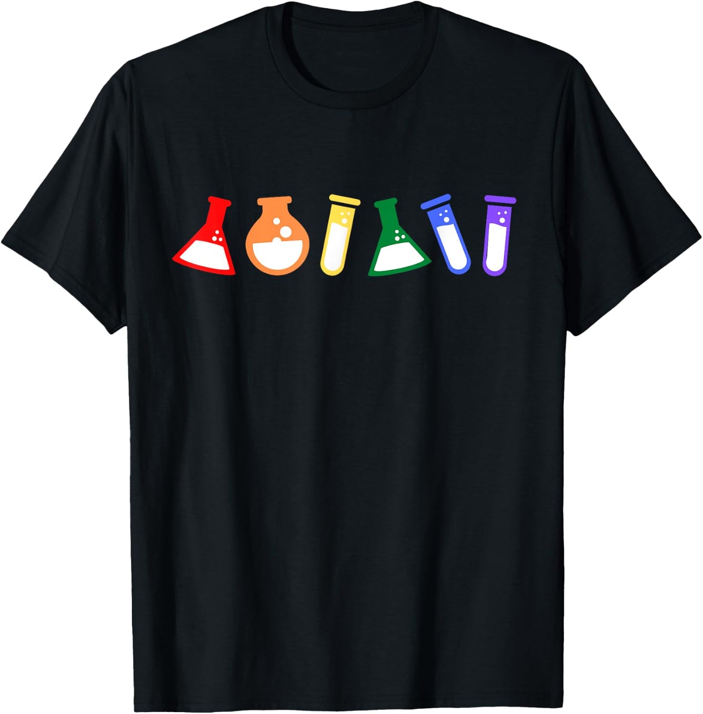 Rainbow Test Tube Beakers - Queer Scientist, Gay Scientist T-Shirt - T-Shirt | Black