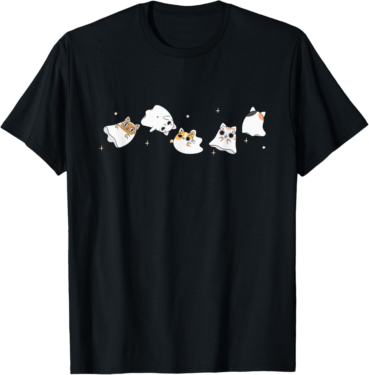 Cat Ghost Halloween Costume Spooky Cute Kawaii Animal T-Shirt - T-Shirt | Black