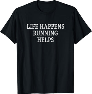 Life Happens - Running Helps - Vintage Style T-Shirt - T-Shirt | Black