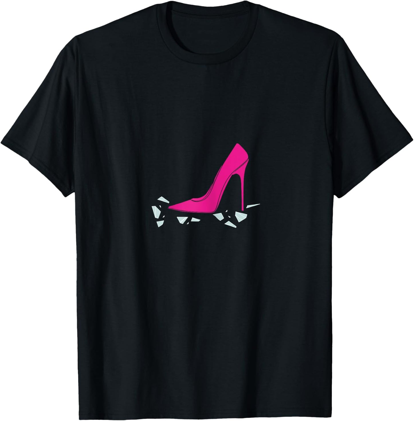 Break the glass ceiling empowerment (pink heel) T-Shirt - T-Shirt | Black