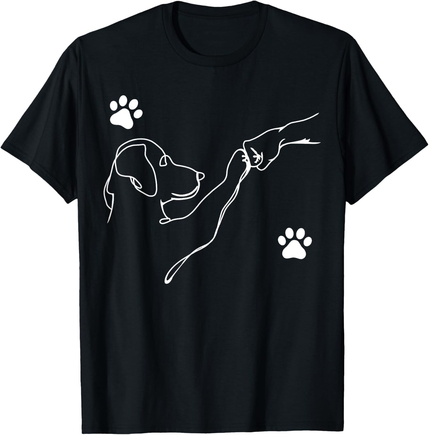 Dog and People Punch Hand Dog Friendship Fist Bump Dog's Paw T-Shirt - T-Shirt | Black