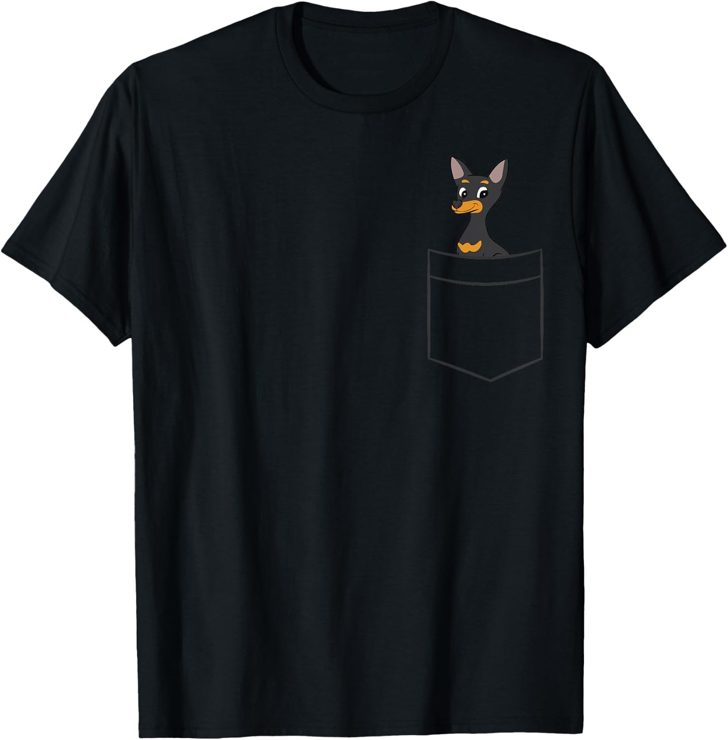 Miniature Pinscher Dog In Pocket Funny Miniature Pinscher T-Shirt - T-Shirt | Black