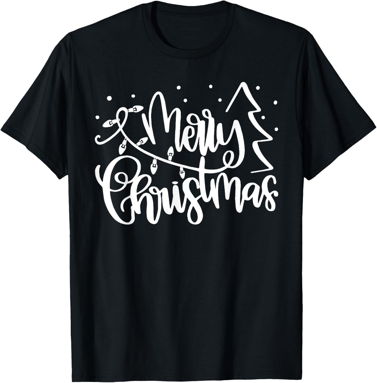 Merry Christmas Holiday Xmas Lights Family Matching Pajama T-Shirt - T-Shirt | Black