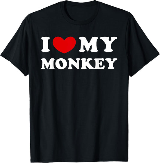 I Love My Monkey, I Heart My Monkey T-Shirt - T-Shirt | Black
