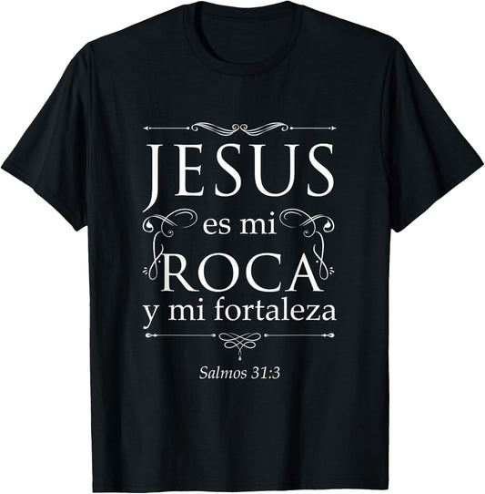 Jesus es mi roca y mi fortaleza Salmos Psalter T-Shirt - T-Shirt | Black