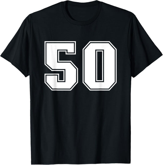 Number #50 Sports Jersey Lucky Number T-Shirt - T-Shirt | Black