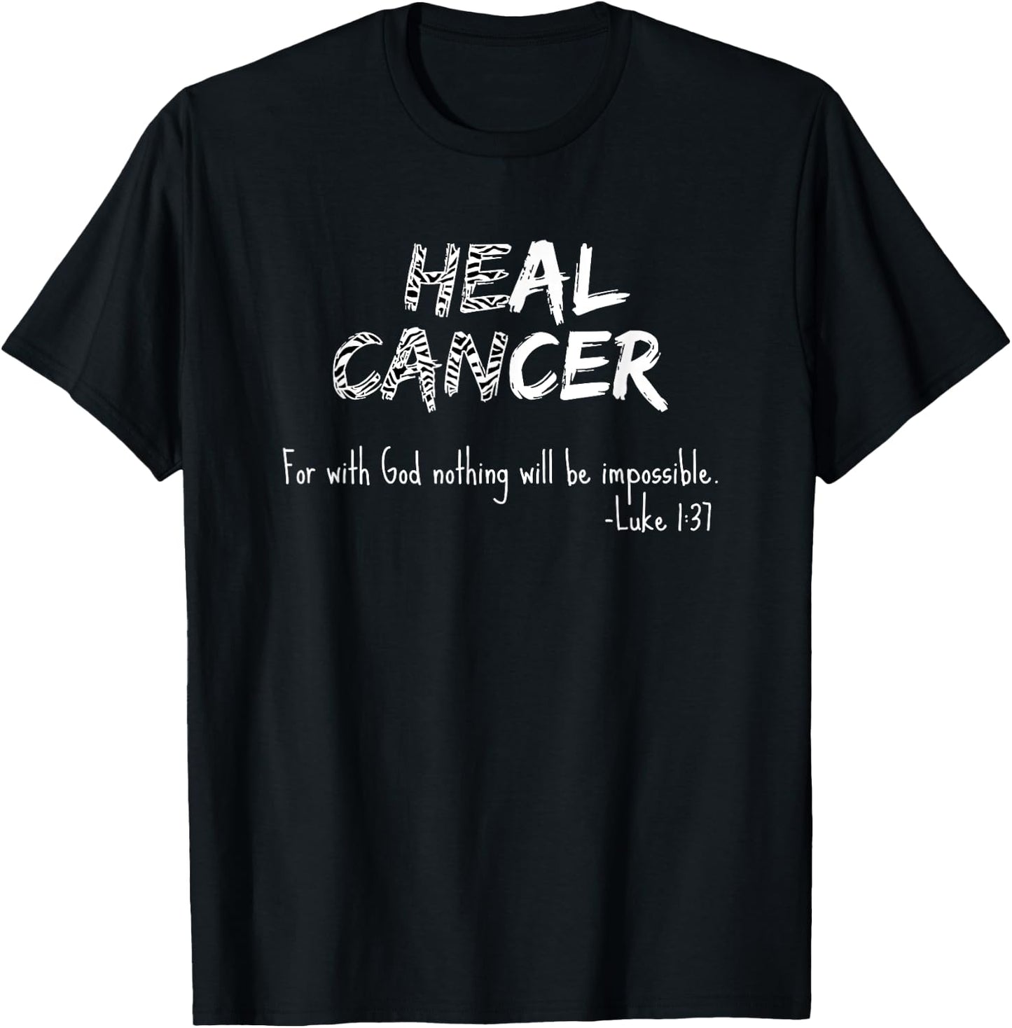 He Can Heal Cancer Christian / Zebra Print Rare Cancers T-Shirt - T-Shirt | Black