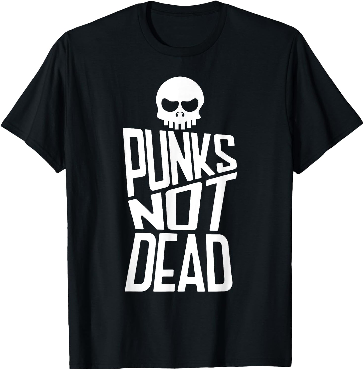 Punks Not Dead Skeleton Music Skull Aesthetic Subculture T-Shirt - T-Shirt | Black