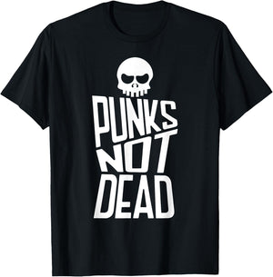 Punks Not Dead Skeleton Music Skull Aesthetic Subculture T-Shirt - T-Shirt | Black