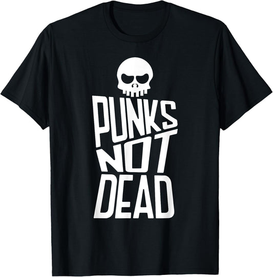 Punks Not Dead Skeleton Music Skull Aesthetic Subculture T-Shirt - T-Shirt | Black