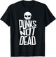 Punks Not Dead Skeleton Music Skull Aesthetic Subculture T-Shirt - T-Shirt | Black