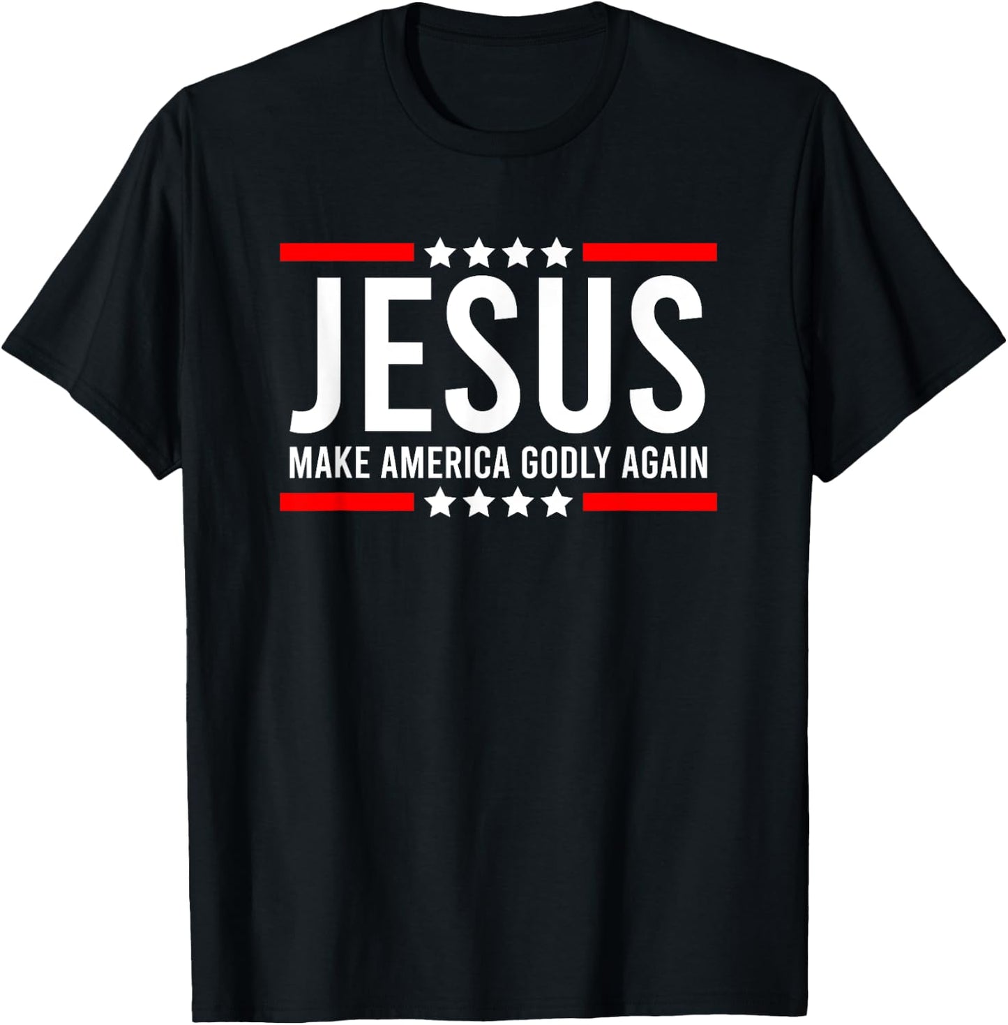 Jesus Make America Godly Again Patriotic Christian men T-Shirt - T-Shirt | Black