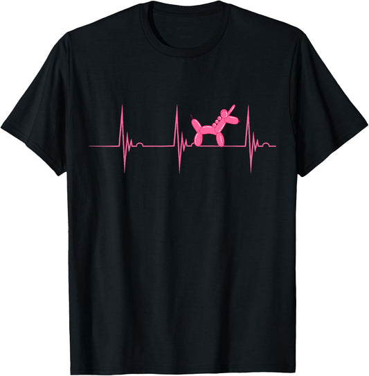 Amazing Balloon Benders Twisting Animals Balloon Artist Heartbeat EKG Pulse Unicorn Animal - Women's, Black, Small, Short Sleeve T-Shirt - T-Shirt | Black