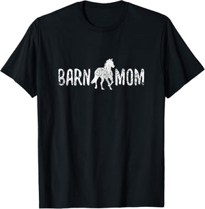 Barn Mom Horse Horses Vintage T-Shirt - T-Shirt | Black