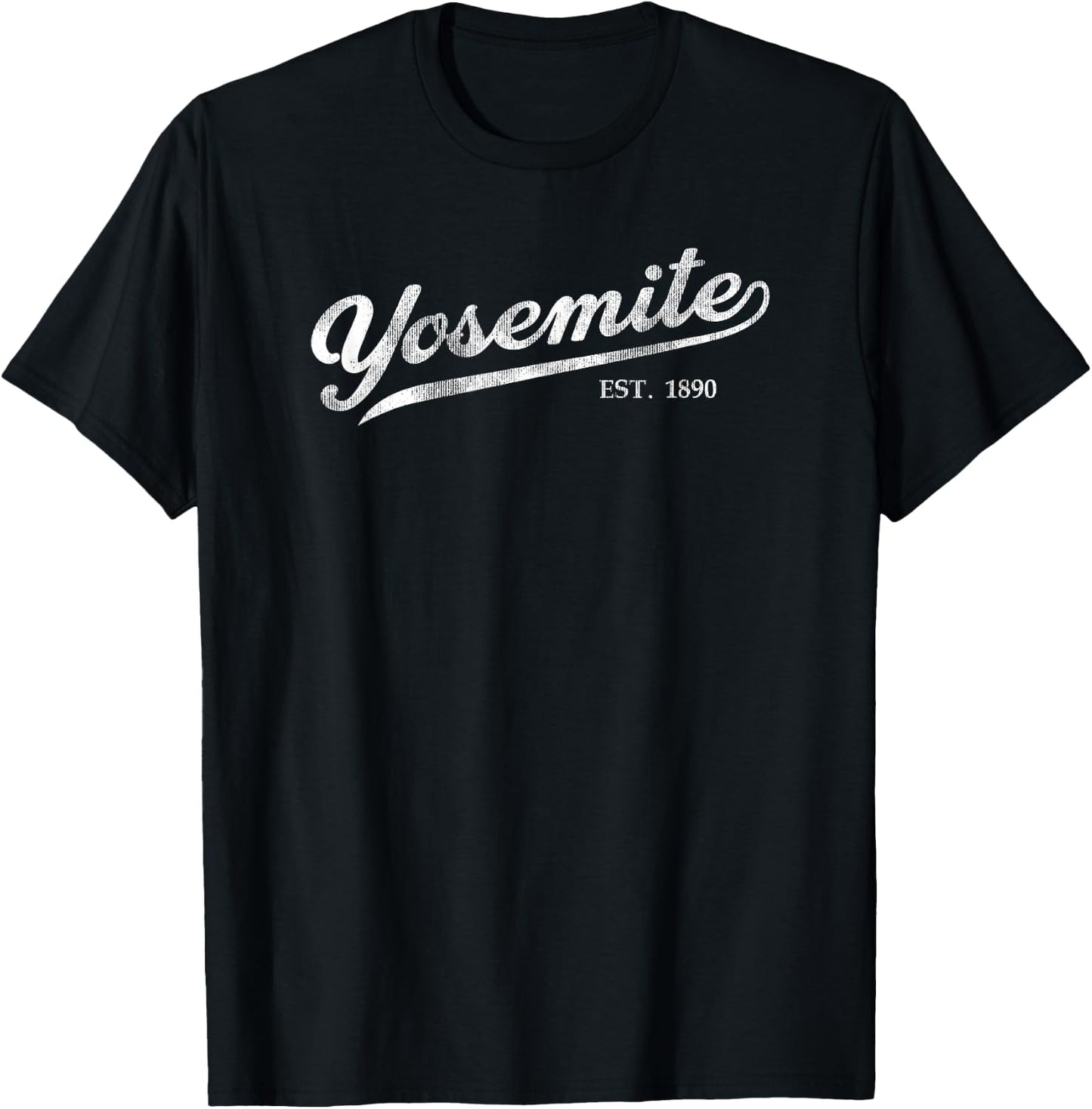 Retro Yosemite Vacation Souvenir Vintage Cursive Script T-Shirt - T-Shirt | Black