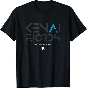 Kenai Fjords National Park Alaska Tonal Retro Vintage T-Shirt - T-Shirt | Black